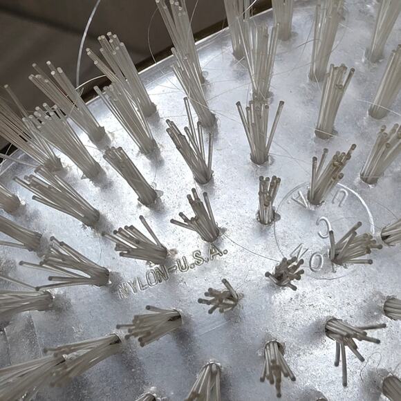 Vtg Handheld Victorian Vanity Dresser Mirror And Brush Set USA Made Gold Lace - Picture 6 of 6